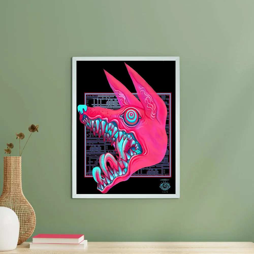 Vaporwave قماش الفن Cyberpunk مستقبلية جدار ديكور مخدر النيون توهج الجمالية غرفة ديكور الخيال العلمي مجردة اللوحة هدية