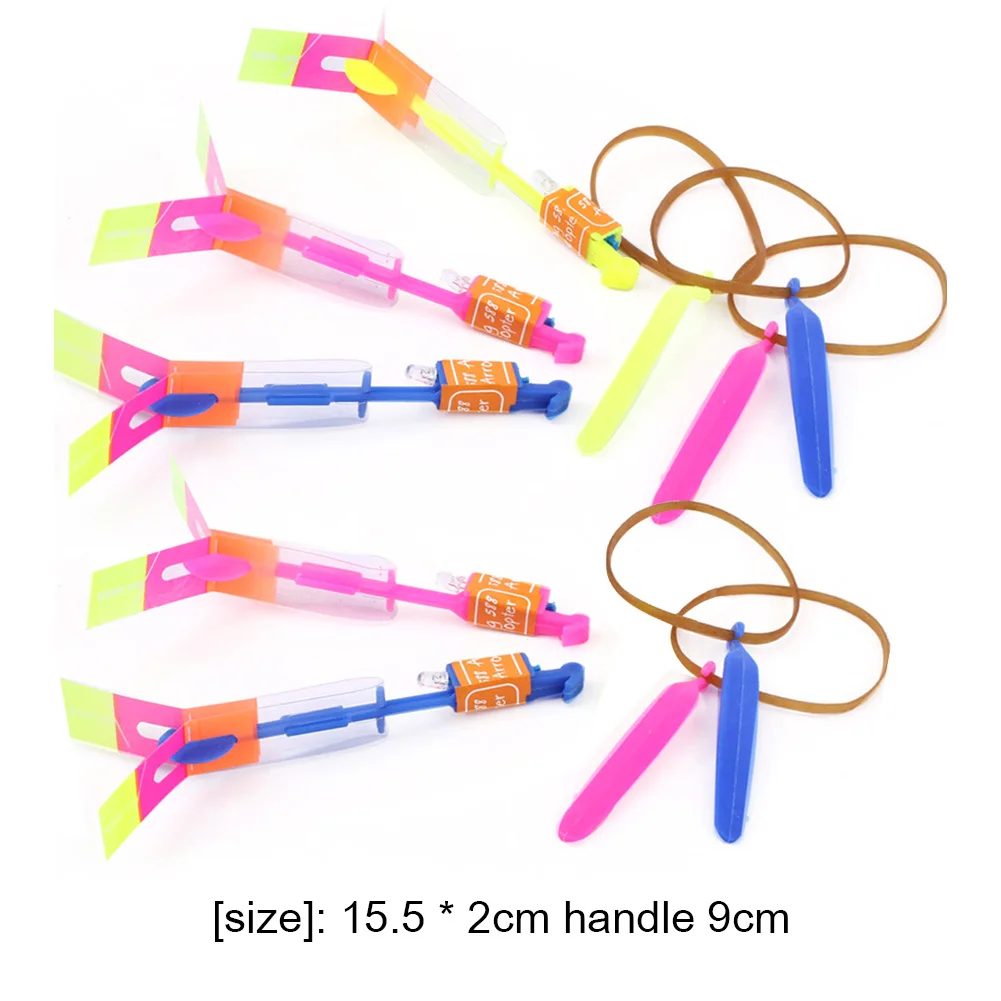 10/20 pz incredibile luce giocattolo freccia razzo elicottero giocattolo volante LED luce giocattoli festa divertente regalo elastico catapulta all'ingrosso