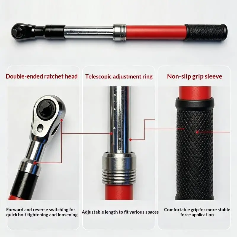 1Pcs Auto Motorcycle Repair Hand Tools 1/2 Drive 72 Tooth Ratchet Wrench 3 In 1 Extendable Extension Bar For Tight Narrow Space