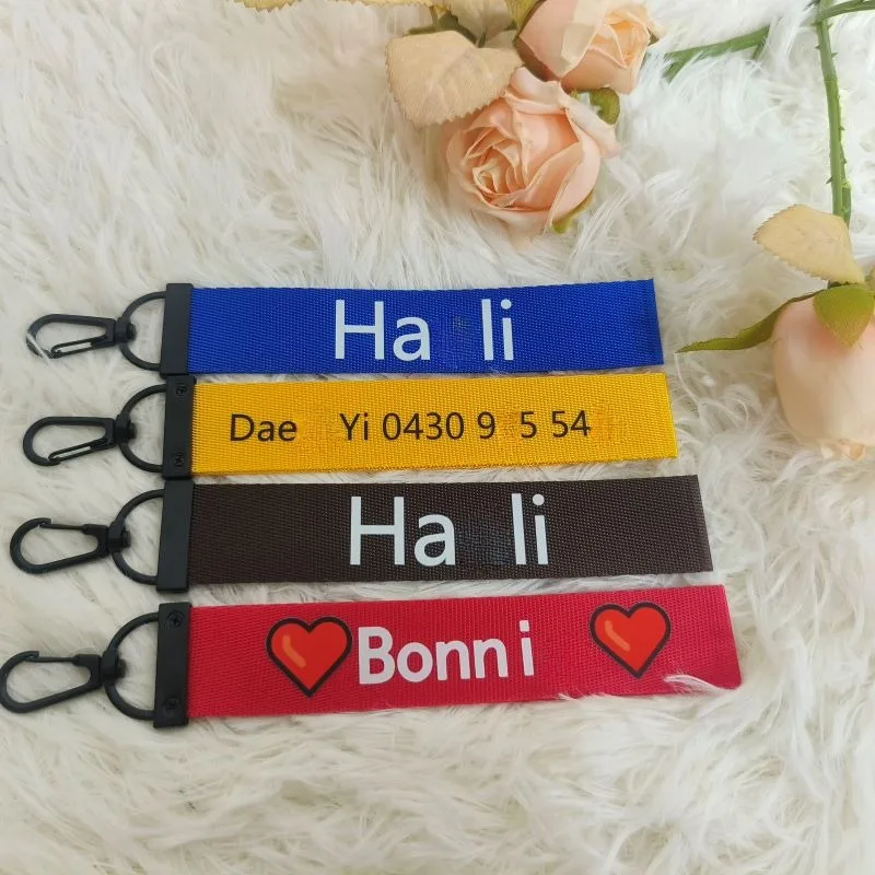 Custom Ribbon Rope Wristlet Keychain DIY Personalized Candy Color Keyrings Women Bag Car Mobile Phone Key Ring Long Neck Strap