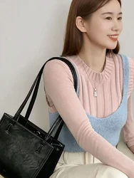 대용량 직사각형 토트백 싱글 숄더백 언더암백 세로형 캔버스 소재 아연 합금 클래스프 데일리백