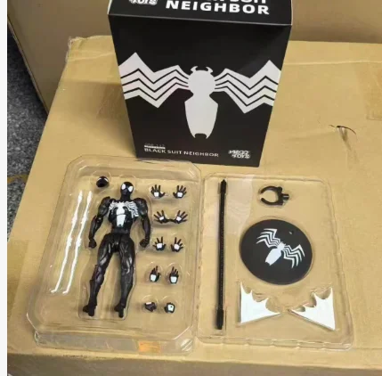 Binnenlandse versie Mess Toys Spider Man Symbiont Spiderman Messtoys Zwart pak Neighbor Scarlet Spider Action Figure Toy