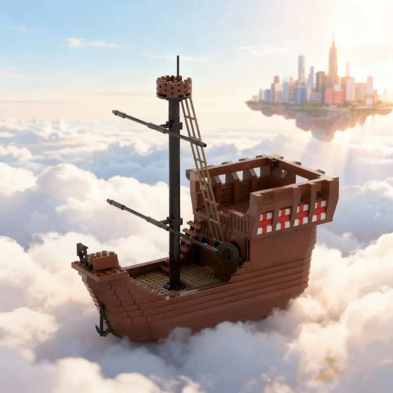 2200pcs MOC Medieval Ship Great Cogue Castle Model Building Blocks Construction Christmas Gifts Toy Creative DIY Idea Assemble