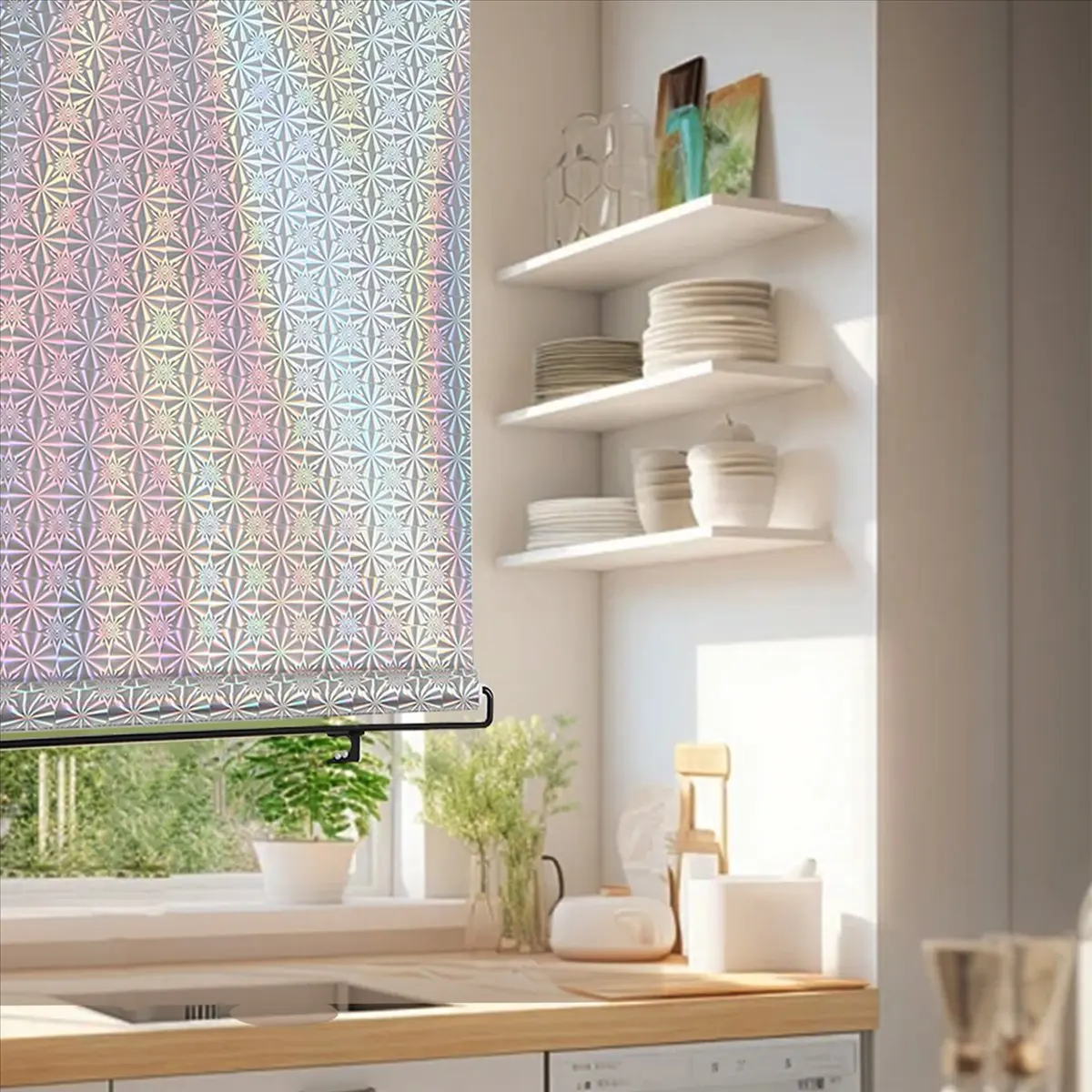 AA77 NEW Sunshade Roller Blackout Suction Cup Blinds Curtains for Living Kitchen Car Window Free-Perforated Curtain B