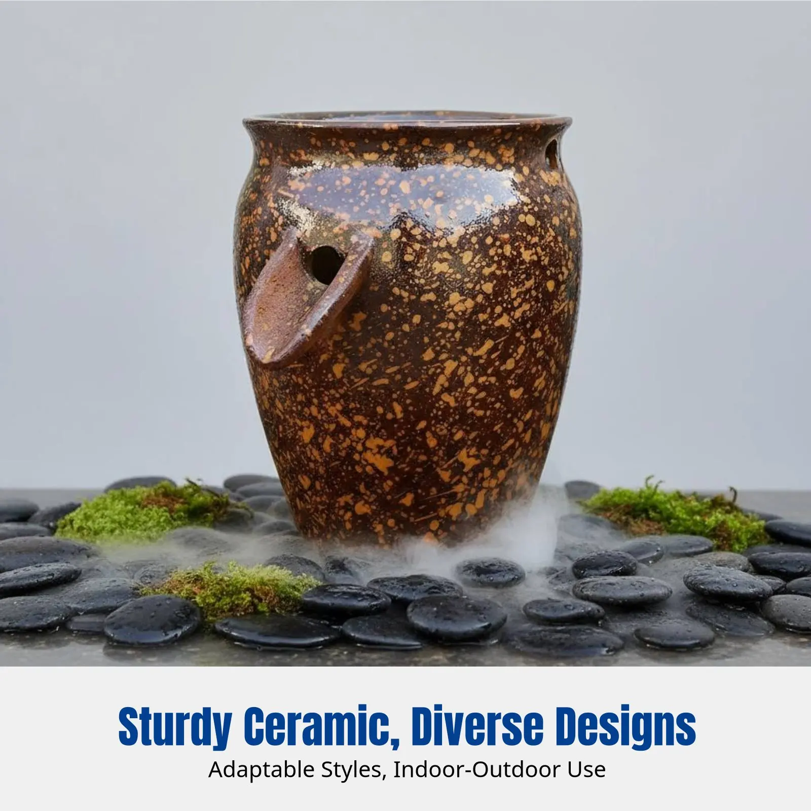 

Керамическая чаша для рыбок ручной работы, емкость для циркуляции воды, встроенный очиститель для пруда, водопадный ландшафт, декор для дома и сада