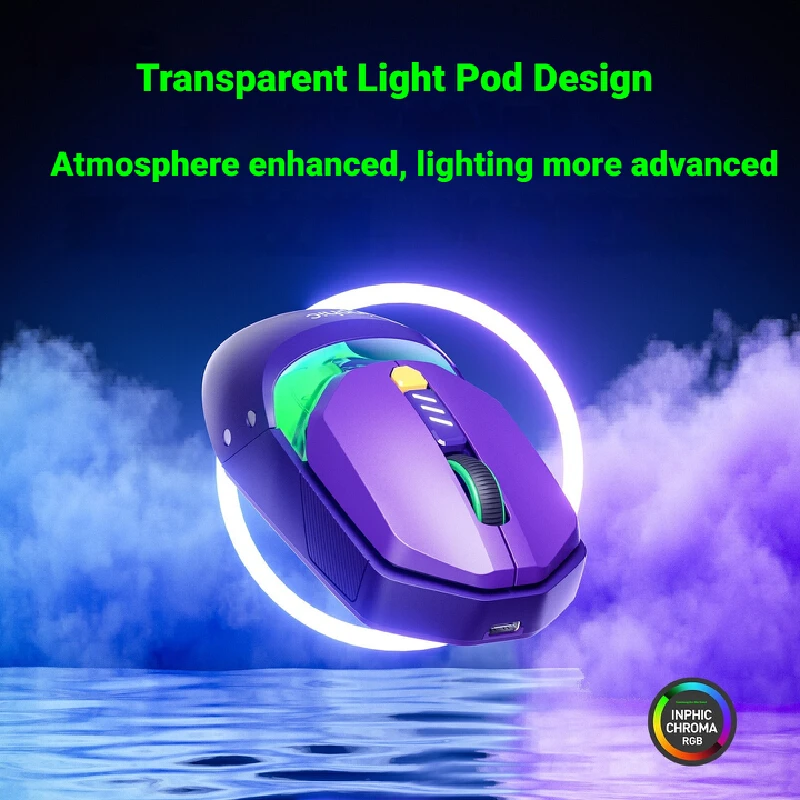 S20 Wireless Gaming Mouse Tri Mode Bluetooth Wired Rgb Chroma Backlit Transparent Light Cabin For Laptop Desktop Pc Esports Use