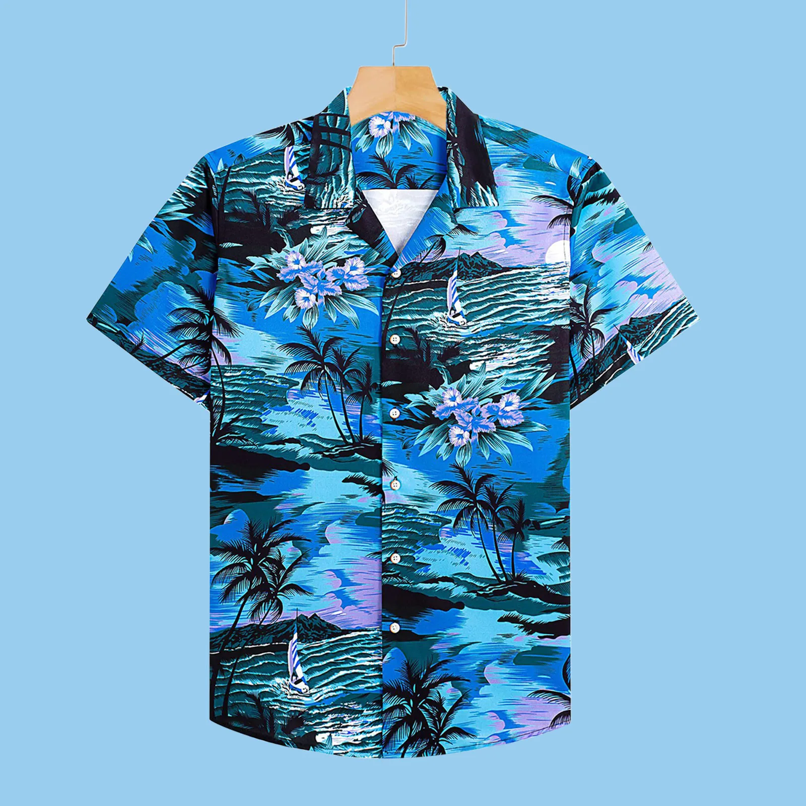 Metallic Blouse Men\'S Coconut Sunset Beach Holiday Shirt Short Sleeve Cuffs Button Port Floral Shirt Cotton Long Sleeve T Shirts