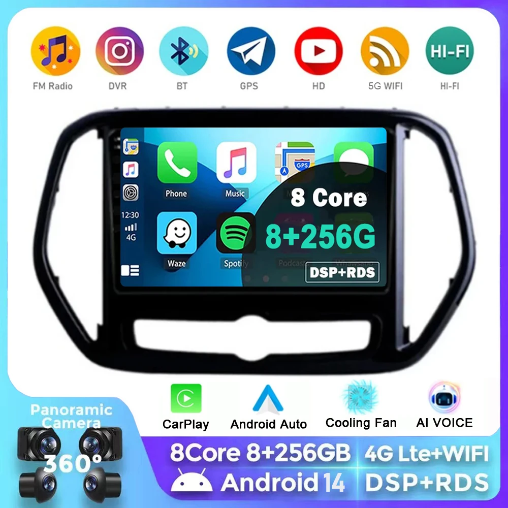 Android 14 QLED Screen For Chery Jetour X70 X70M 2018-2021 Car Radio Multimedia Player Navigation Stereo Head Unit 360 Camera 4G