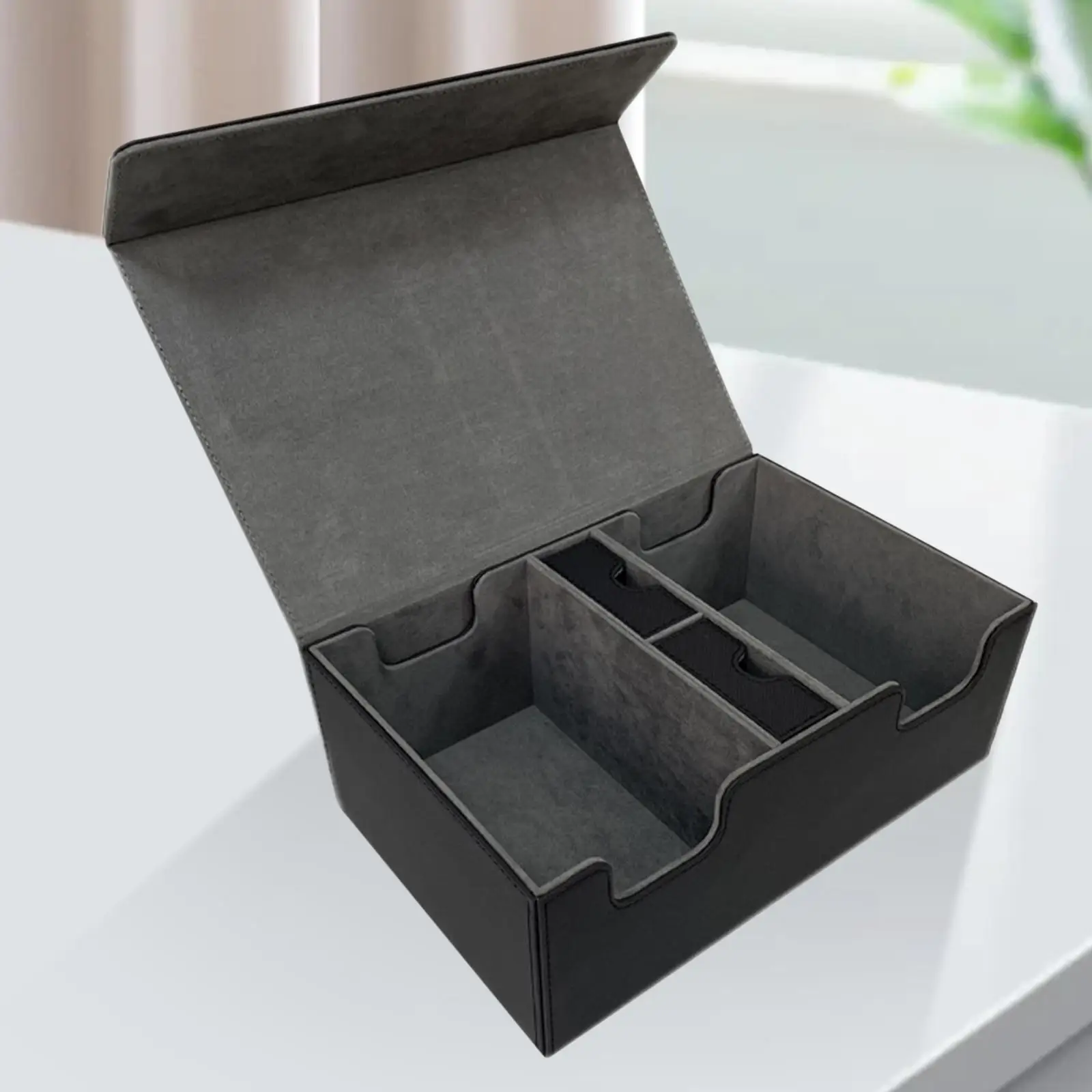 Card Game Deck Storage Box Dual Compartments Multiple Uses Multifunctional Black Red