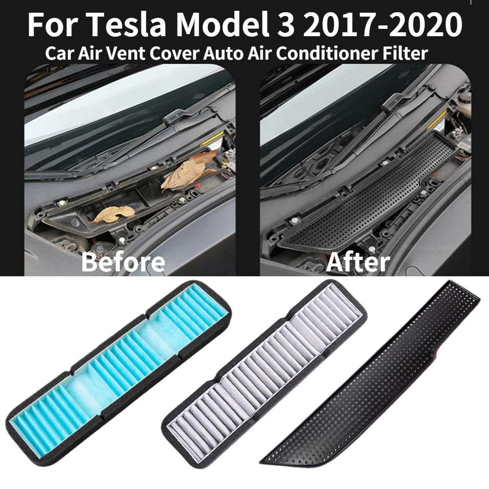 Car Air Flow Vent Cover Trim for Tesla Model 3 2017-2020 Air Filter Accessories Anti-Blocking Intake Protection