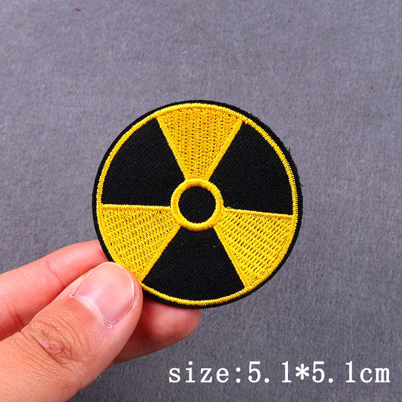 Hip Hop Punk Patches For Clothing Nuclear Power Plant Radiation Patch Iron On Patches On Clothes Atomic Power Embroidery Patch