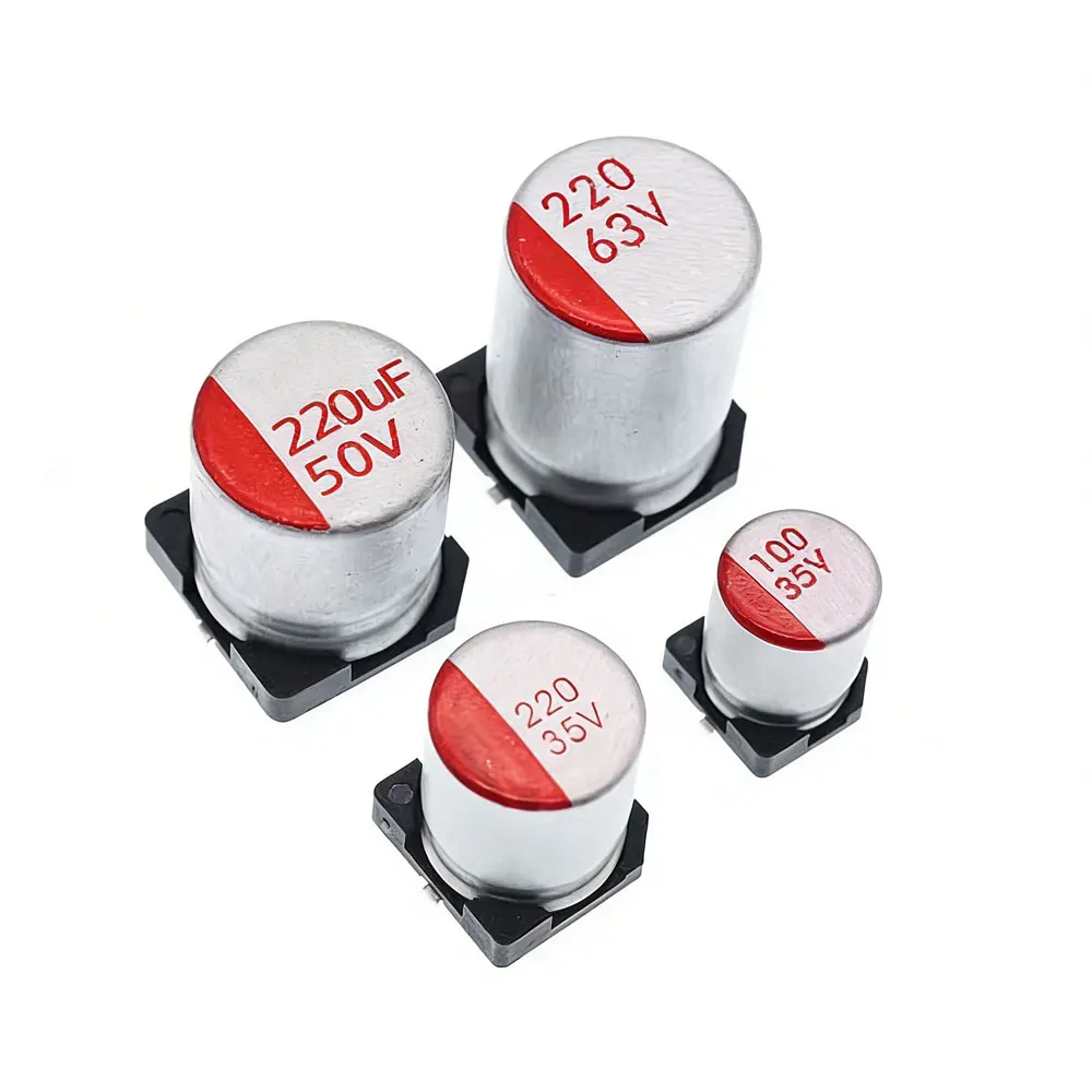 10pcs SMD Solid-state Aluminum Electrolytic Capacitor 20% 63V/50V/35V/25V/16V/10V/6.3V 1000uF/470uF/220uF/100uF Capacitance