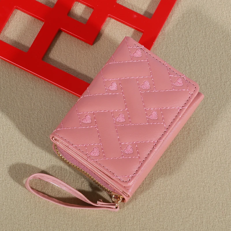 

1pc Men's Fashion Embroidered Love Coin Purse, Trifold Card Holder, Multi Card Slots Wallet