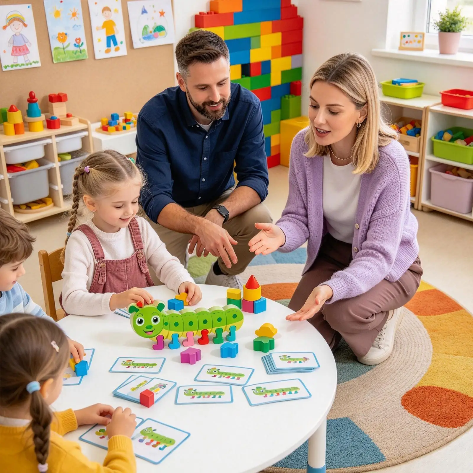 Wooden Matching Game Caterpillar Jigsaw Puzzles Educational Learning Toys Kids Shape Sorting Toy For Boys Girls Birthday