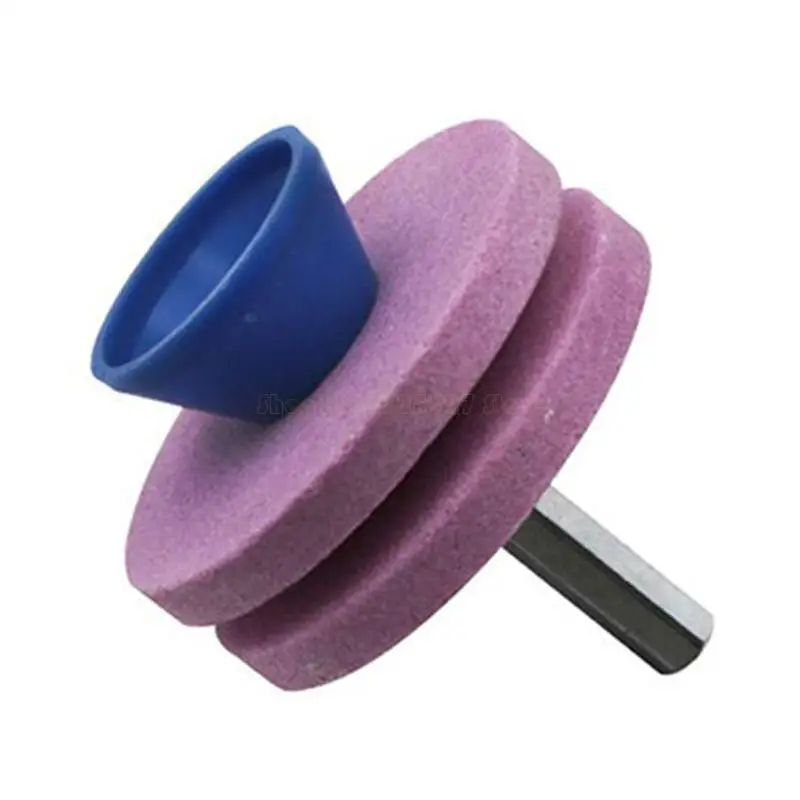 Universal Lawn Mower Sharpener Double Layer Grinding Wheel Stone for Power Drill, Durable Garden Tool for Lawnmower Main