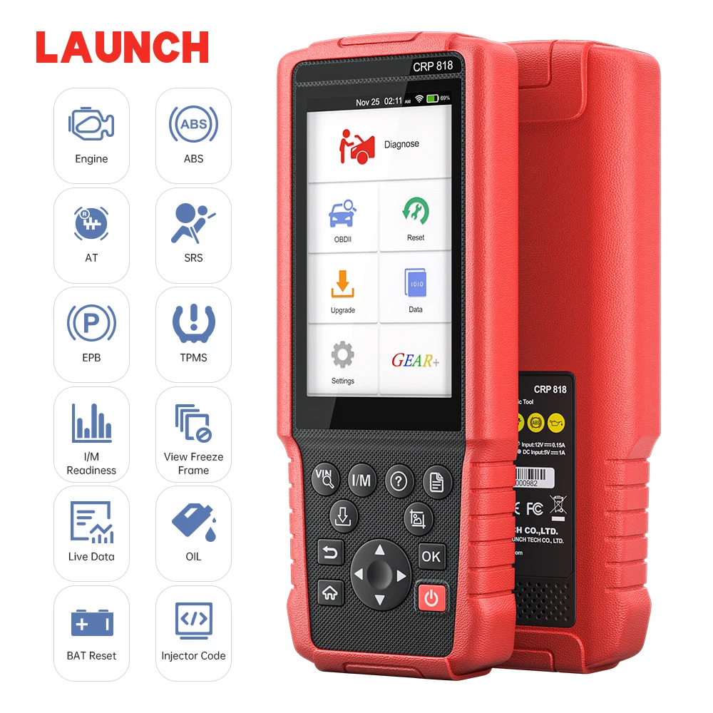 LAUNCH X431 CRP818 Scanner OBD II Diagnostic Scan Tool Upgrade Full System Scanner Car Code Reader Darmowa aktualizacja PK CRP429 CRP808