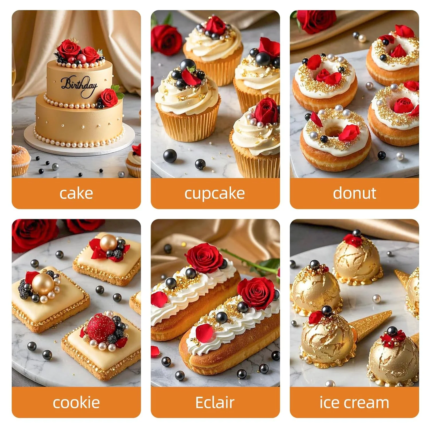Bunte Perlenstreusel, Kuchendekoration, verschiedene Größen zum Backen von Kuchen, Cupcakes, Keksen – Muttertags- und Geburtstagsparty-Zubehör, 130 g/4,58 Unzen – Detail 7