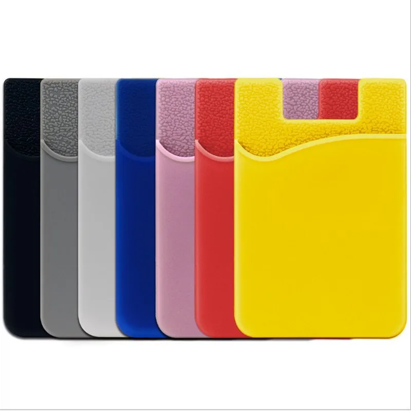 1piece  3M Double Pocket Elastic Stretch Silicone Cell Phone ID Credit Card Holder Sticker Universal Wallet Case Card Holder