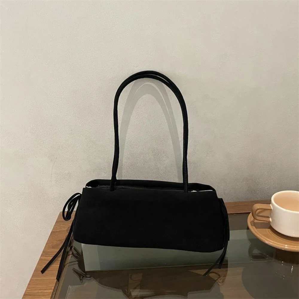 Gift Solid Color Suede Shoulder Bag Knot Design Versatile Retro Handbag Durable Minimalist Underarm Bag Vacation