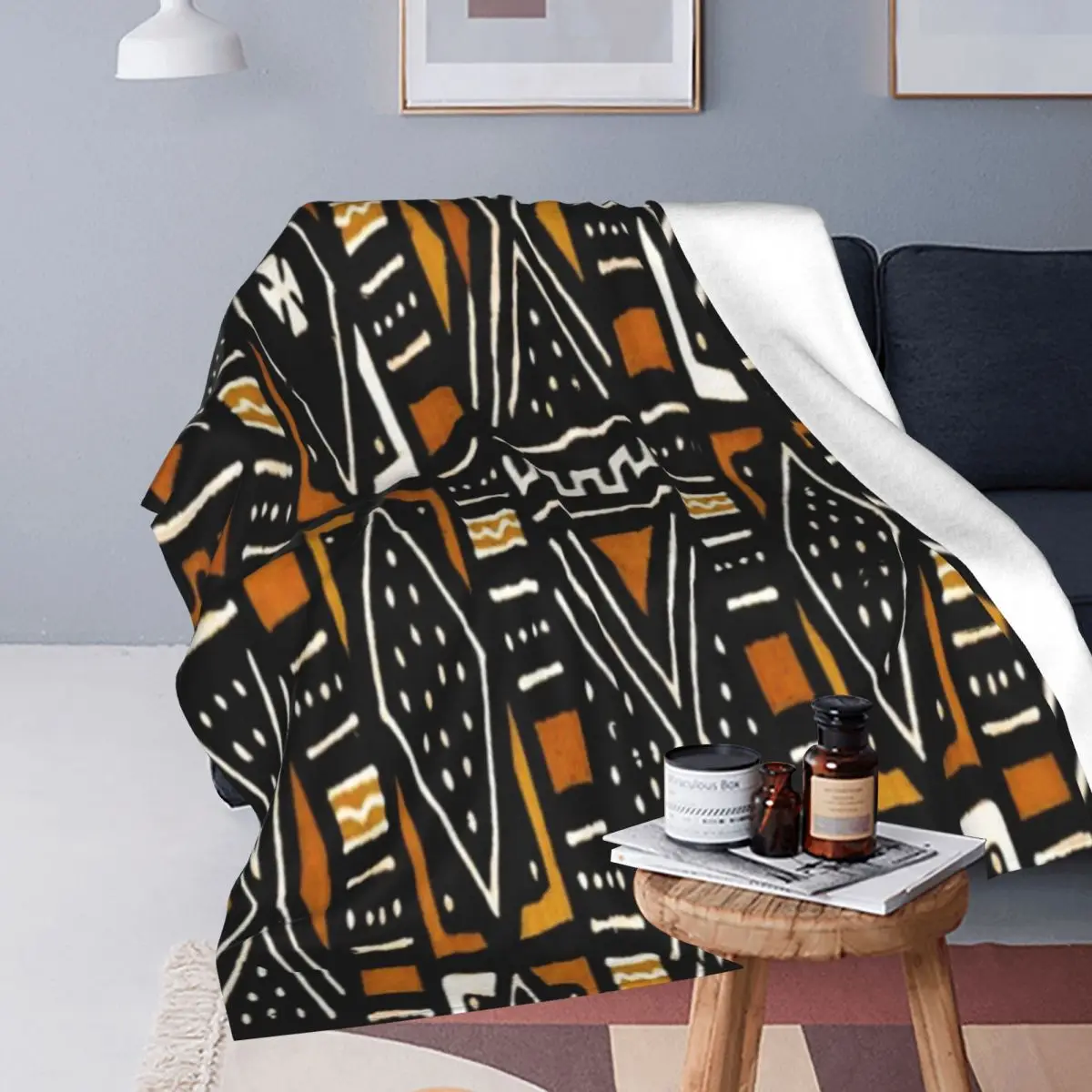 African Bogolan Mudcloth Pattern coperta flanella traspirante coperte da tiro divano coperta da tiro per la casa copriletto trapunta