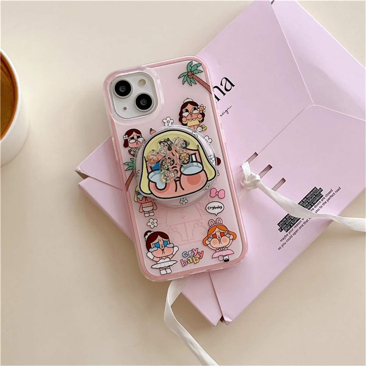 Funny Cute Crying Girl Magnetic Phone Case For iPhone 16 Pro 15 14 Pro Max Cover 2 in 1 Shockproof Cases with Holder