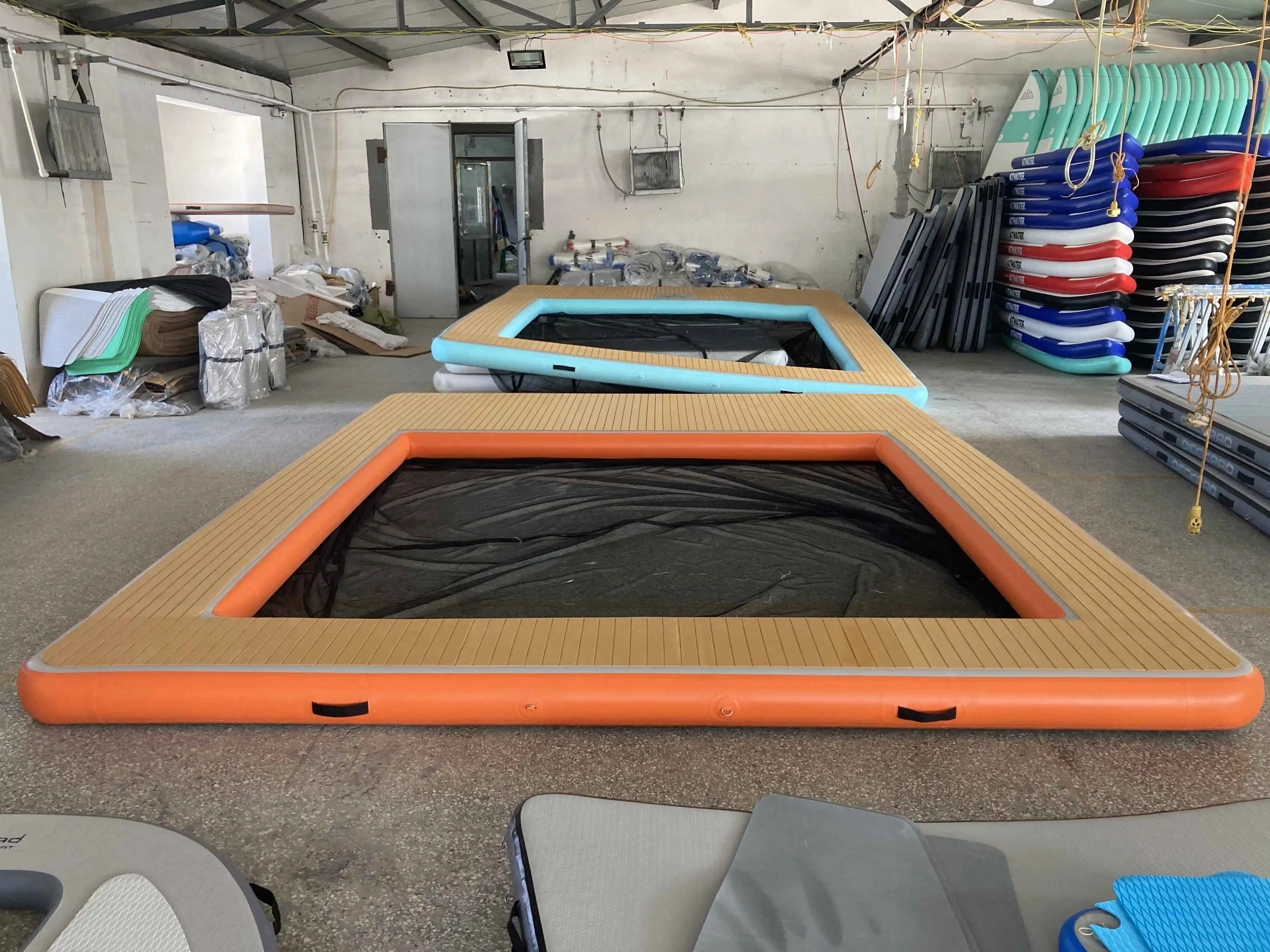 Custom Teak Water Pontoon Platform Inflatable Jet Ski Floating Yacht Island