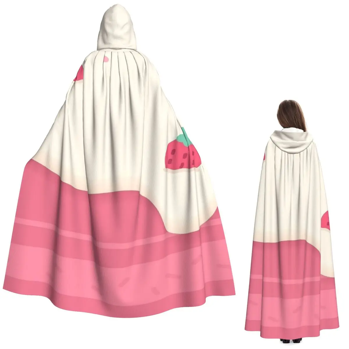Strawberry-Ice-Cream-Long-Hooded-Cloak-Witch-Medieval-Costume-Cosplay-Cape