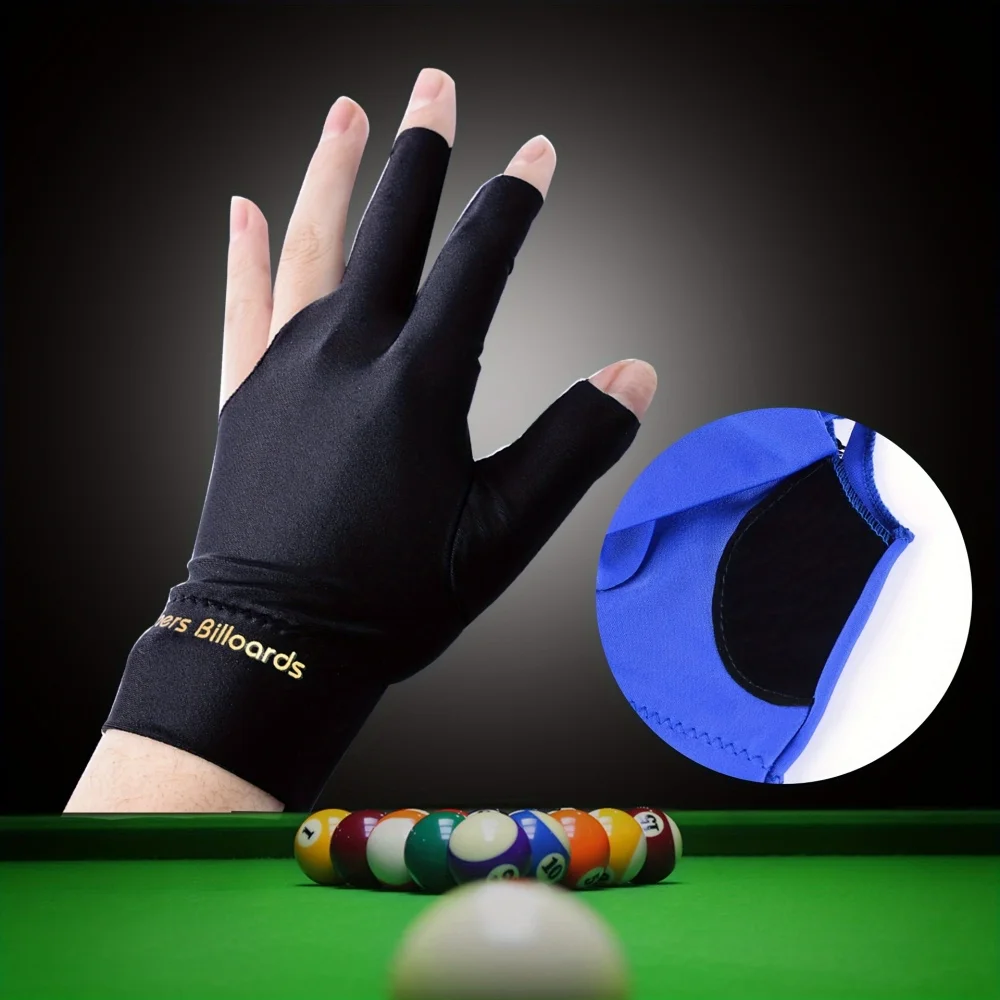 

1 Billiard Left-Hand Three-Finger Glove, Single Left-Hand Three-Finger Snooker Elastic Non-Slip Glove