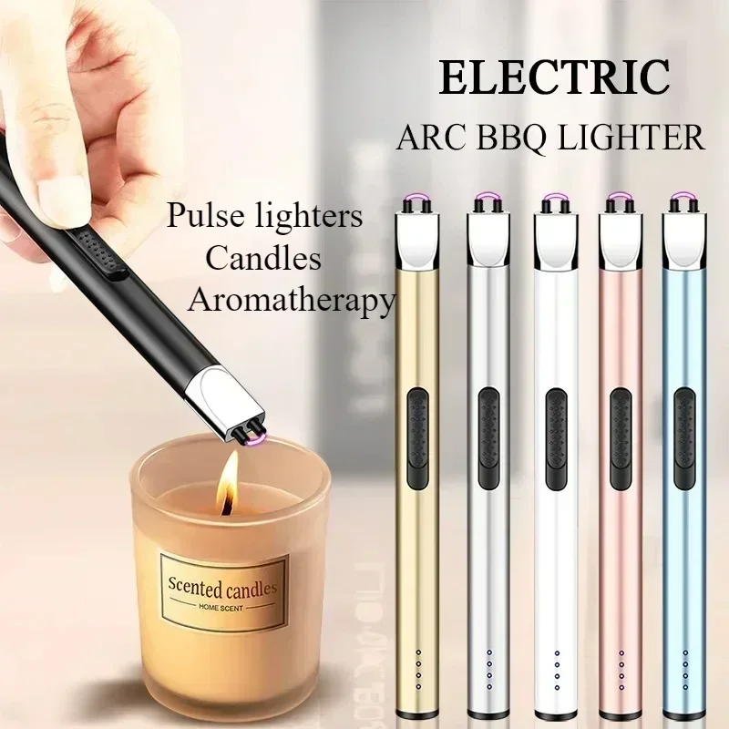 

Mini Power Display Electric Pulse Flameless Single Arc Lighter USB Rechargeable Candle Kitchen Gas Stove Ignition Gun Gift Box