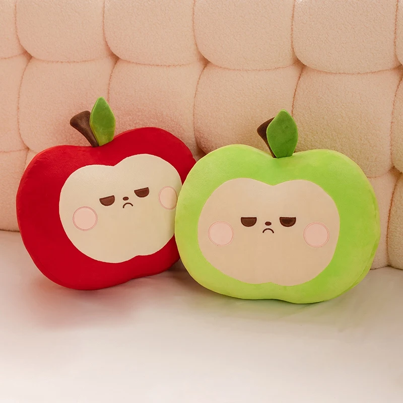 Kawaii maçã vermelha brinquedo de pelúcia travesseiro recheado macio fruta maçã verde boneca bonito huggable travesseiro crianças presente aniversário natal
