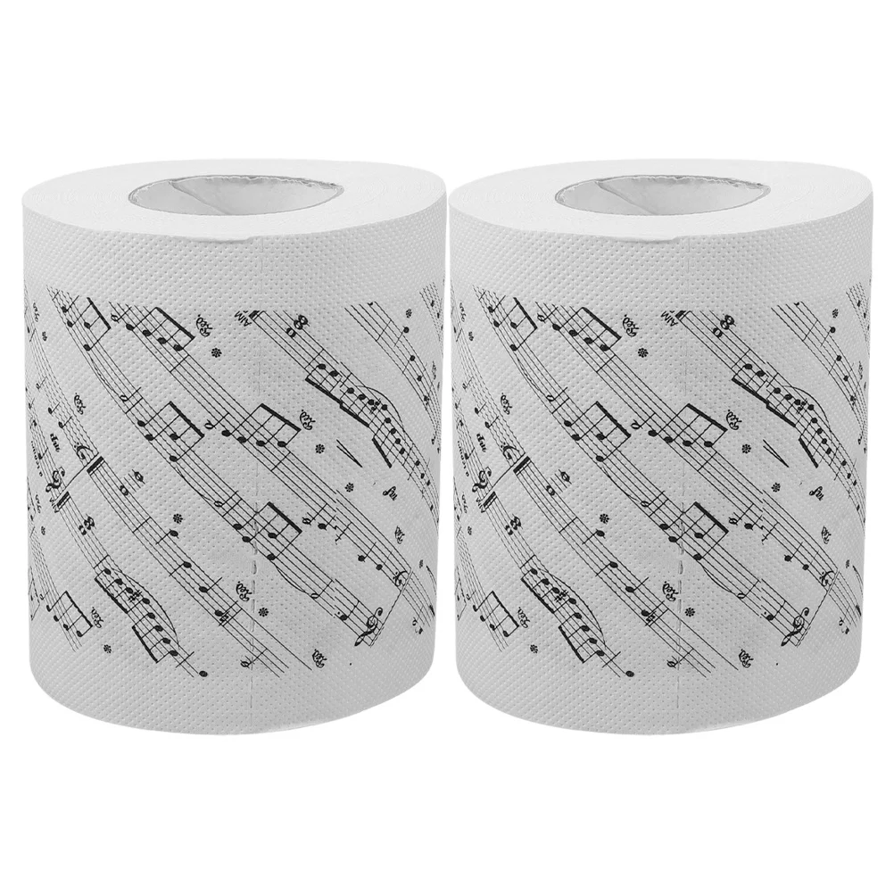 2롤 음악 화장지 장식용 음표 프린트 부드러운 티슈 롤 가정 사무실 욕실용 음악 화장지 롤 / 위생용지, image size:1002x1002