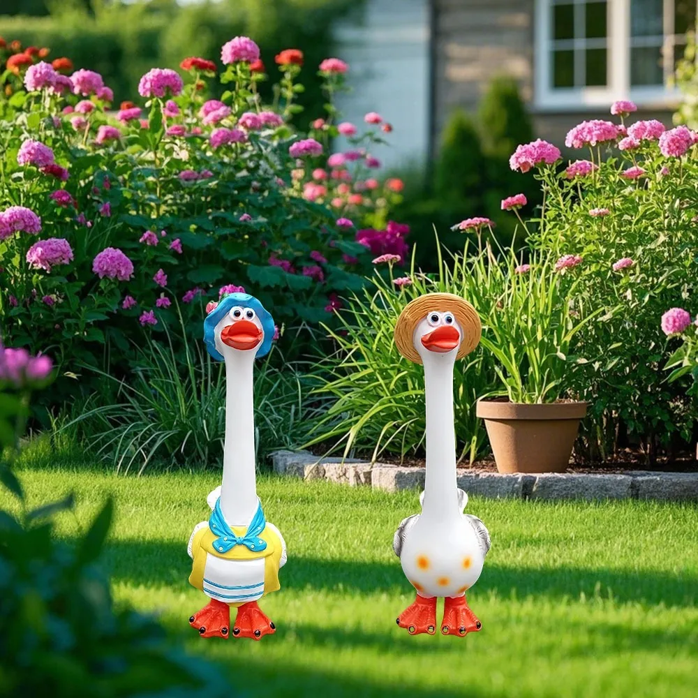 

Animal Sculpture Resin Garden Geese Sculpture Cute Funny Geese Figurine Rustic Handmade Goose Figure Nursery Decor