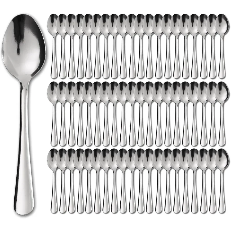 

Набор обеденных ложек из нержавеющей стали, 60 шт., с дизайном, можно мыть в посудомоечной машине, 7,1-дюймовое серебро для домашней кухни, столовой, идеально подходит для Resta