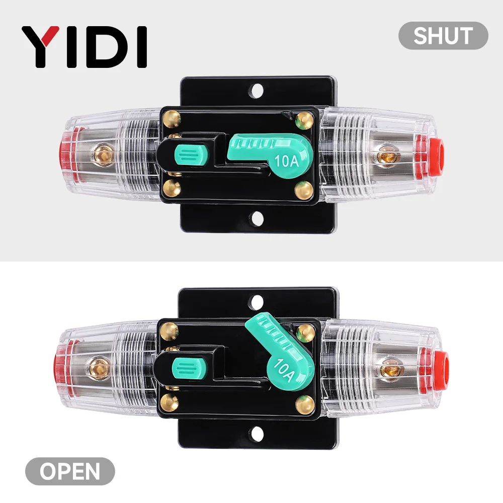 CB1 Green Resettable Circuit Breaker 10A-150A 12-48V Manual Reset Fuse Holder Overload Protection for Car Marine Boat RV Audio