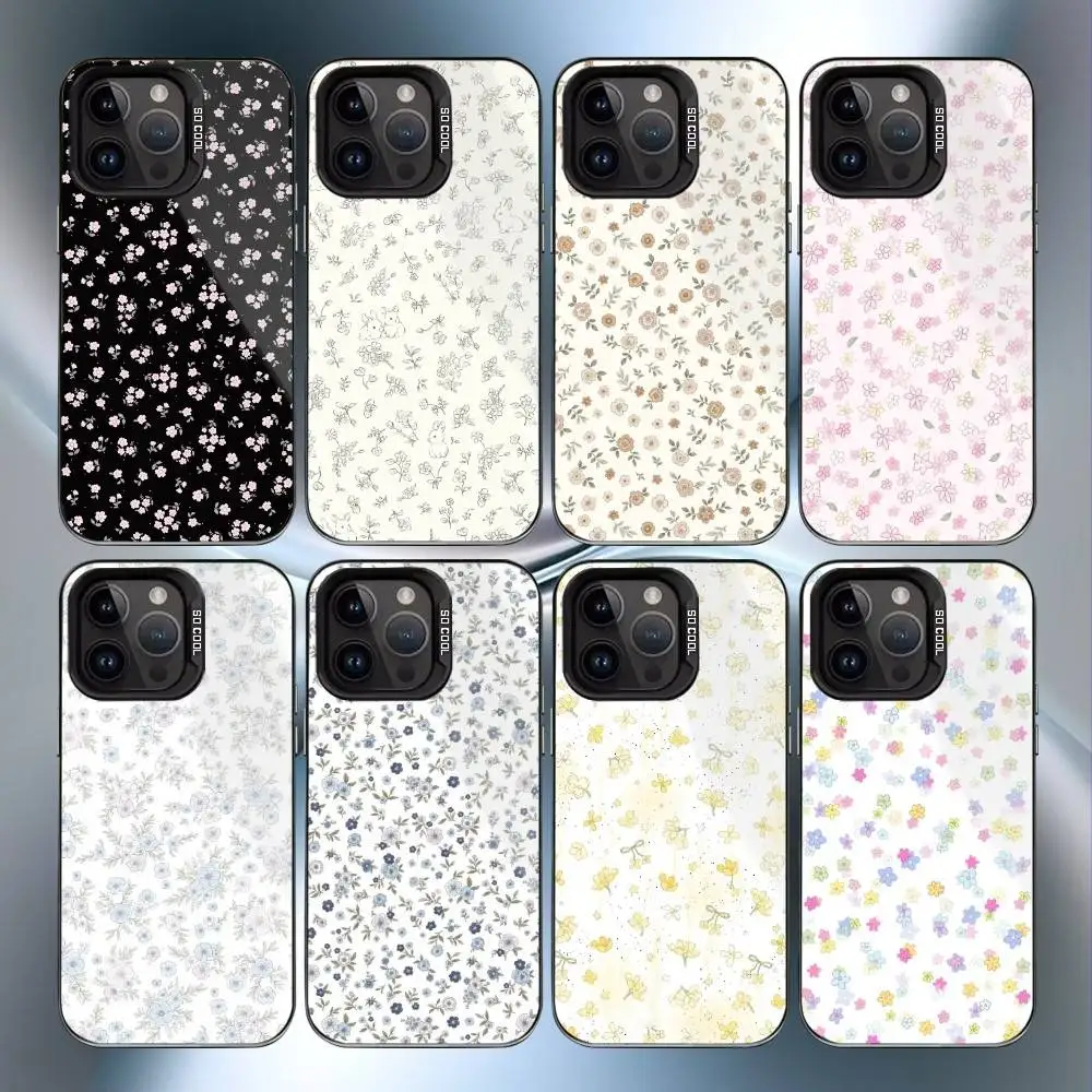 Petite coque de téléphone à imprimé floral F pour iPhone17,16,15,14,13,12,11 Plus,Pro Max, noir bonbon, mat, antichoc