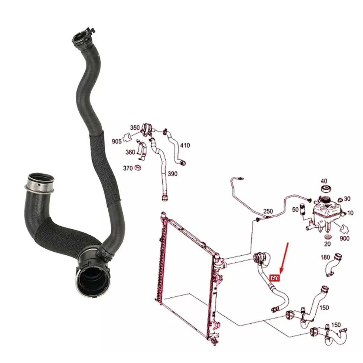 update. New A1665004075 Engine Coolant Hose Top Radiator Pipe for Mercedes-Benz GL M-Class W166 X166 GL450 GL500 ML500 2012-2019