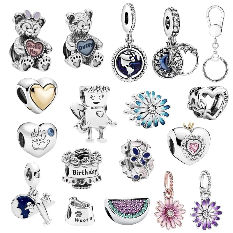 Robot 100%925 sterling silver Hot watermelon Airplane Bear Starry Sky Flower beads Fashion women's bracelet necklace DIY jewelry