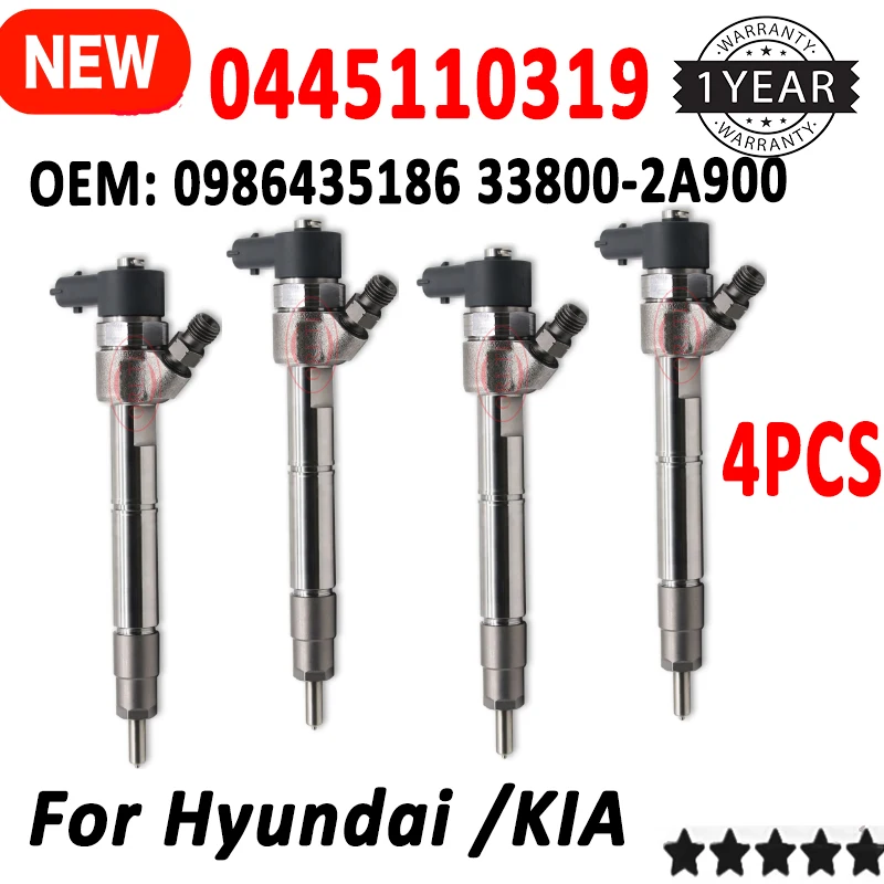 4PCS 33800-2A900 0445110320 0445110319 Diesel Common Rail Injector For Hyundai /KIA Accent i20 i30 KIA Soul Cee'D 1.6 CRDi