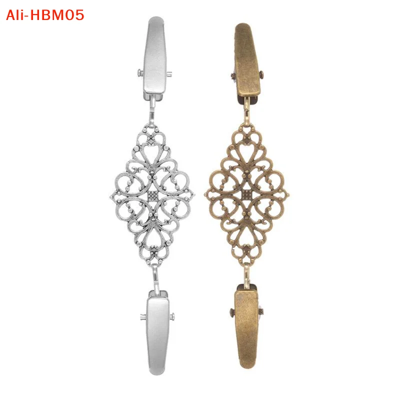 (HB05)(HB05)Retro Sweater Clips Fasteners Flower Pattern Cardigan Dress Shirts Collar Brooch Back Cinch Clip For Women Girls