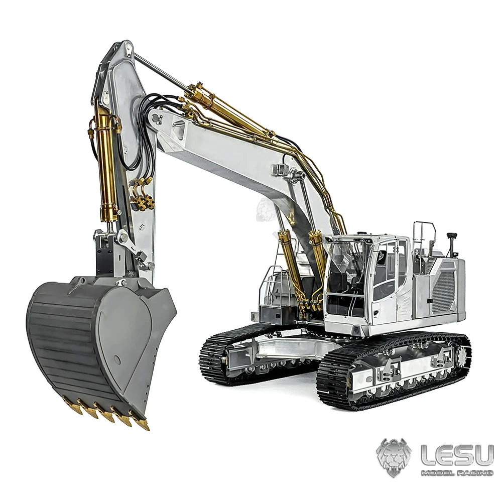 In Stock LESU 945 1/14 Metal RC Hydraulic Excavator Remote Controlled Digger Black Tracks Model Kits New Model Light Toys