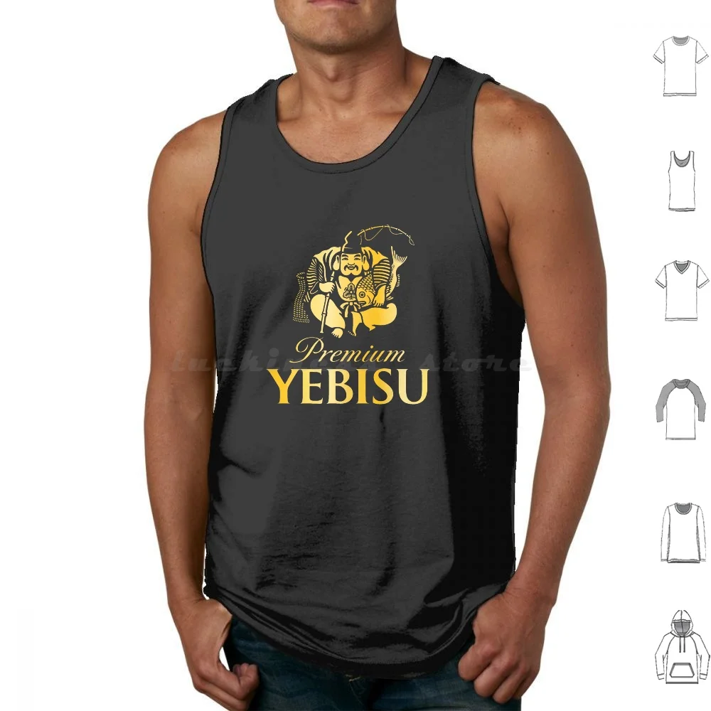 Yebisu Premium ( ) Golden Logo Tank Tops Print Cotton Japan Ebisu Beer Biru Brand Sapporo Tokyo Brewery Lager Malt
