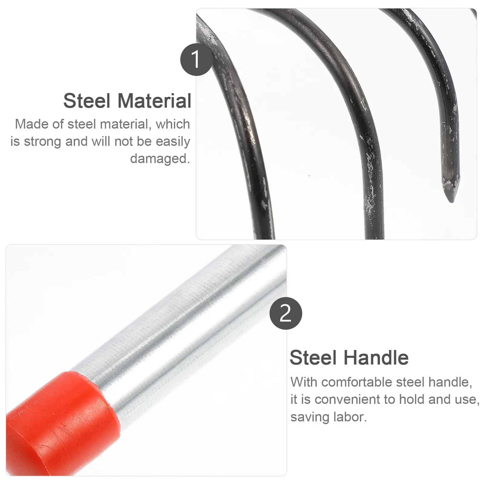 3Pcs Steel Four Teeth Rake Comfortable Handle Multipurpose Garden Hand Tool Soil Loosening Digging Earthnut Rake