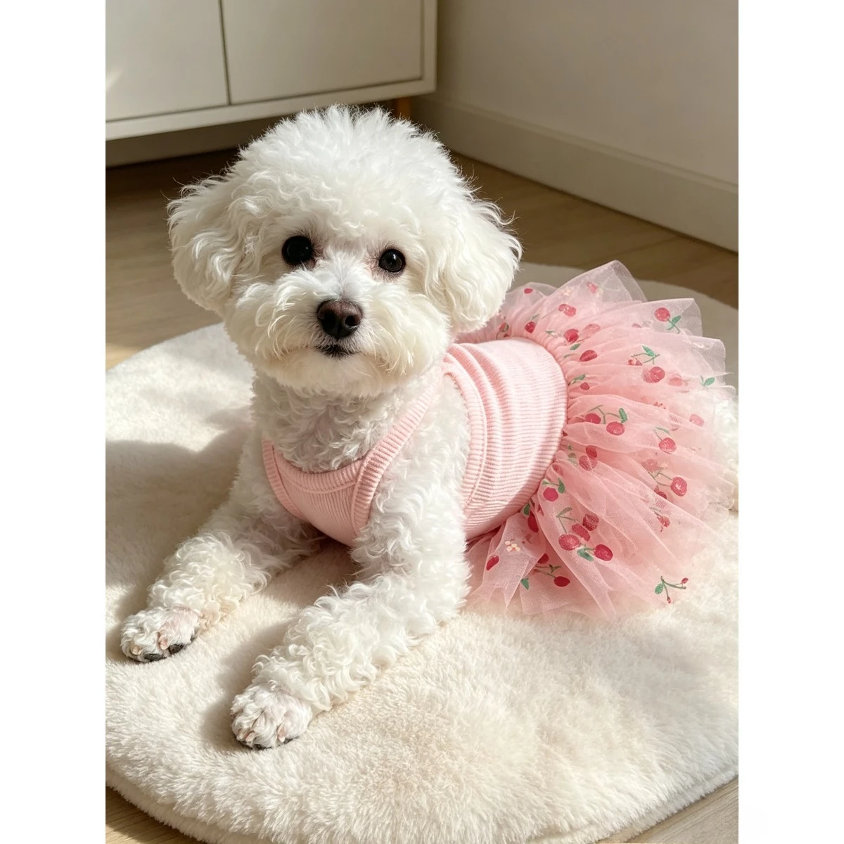 Cute Sweet Princess Pet Dress Knit Mesh Patchwork Vest Dress Fashion Sleeveless Outfit Suitable For Small Medium Dogs Cats