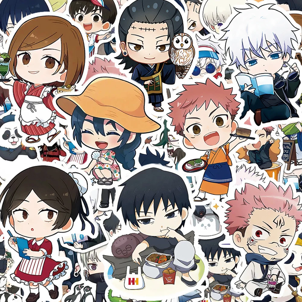 

10/30/50pcs Cute Jujutsu Kaisen Anime Q version Stickers Kawaii Manga Character Graffiti Decals Phone Suitcase Notebook Sticker