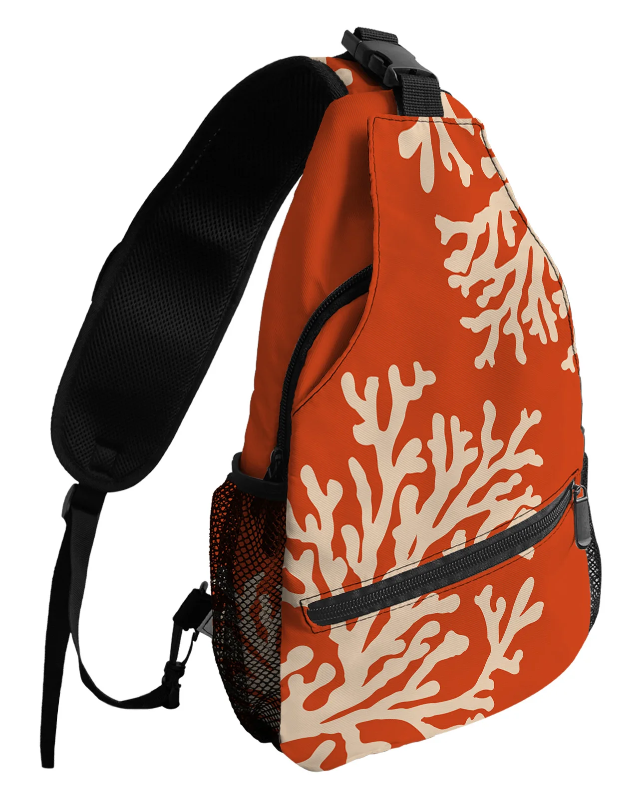 Coral Carpet Orange Chest Bags For Women Men Waterproof Messenger Bags Female Travel Sport Adjustable One Shoulder Crossbody Bag