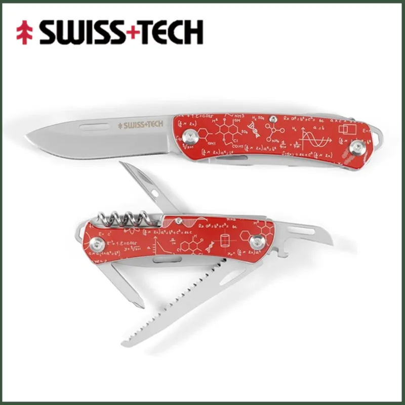 Newest SWISS TECH Mini Folding Multi Tool Knife 9 In 1 EDC Outdoor Hand Tools Portable Pocket Knife Wood Saw Bottle Wine Opener