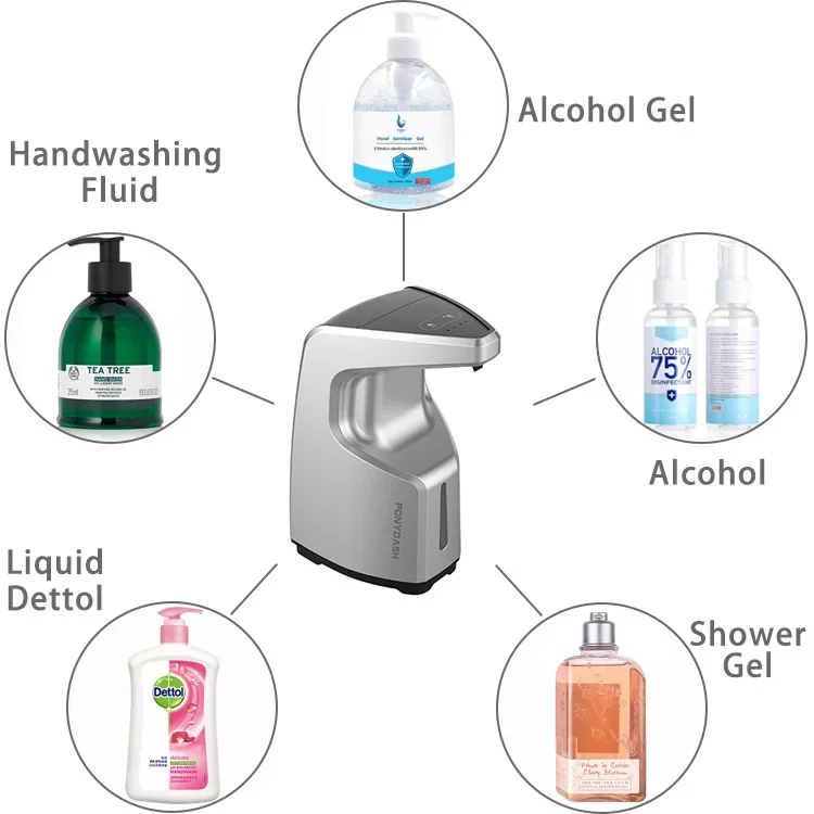 Modern 2020 Kitchen White Wall Mounted Desktop Electric Automatic Alcohol Soap Sanitizer Foam Dettol Shampoo Spray Gel Dispenser