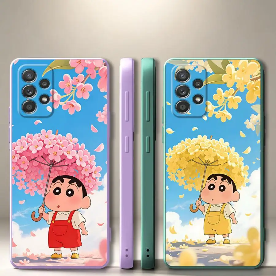 Phone Cover Case for Samsung Galaxy A02s A04 A30s A20s A53 A71 A73 A06 A03 A50 A56 A05 Flower Shin-Chans