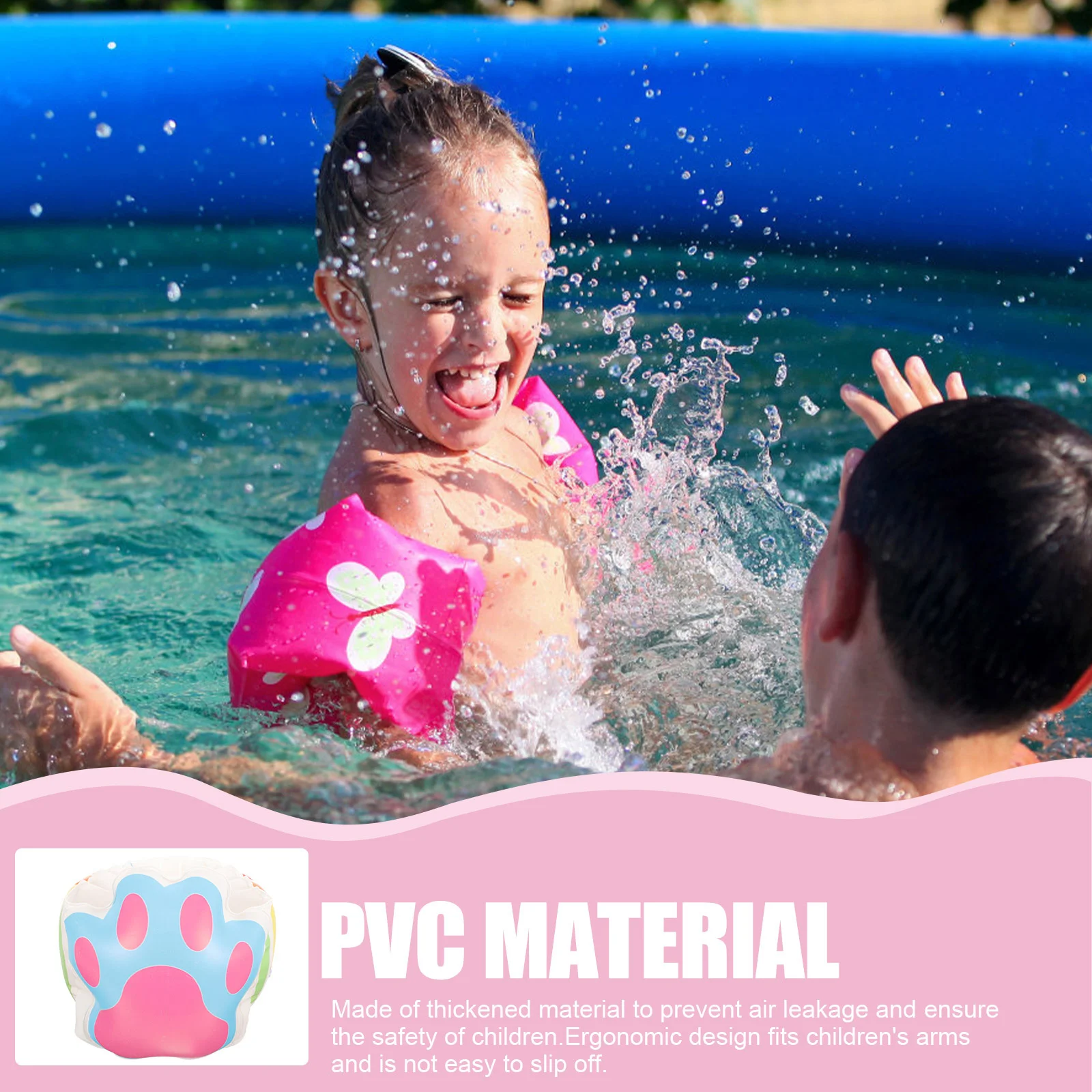 1 Pair Kids Inflatable Arm Floaties Adjustable Swimming Armbands Cartoon Bear Design For Pool Water Play Swimming Supply