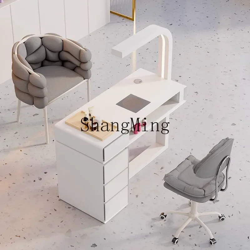 ZYY colchón mical mesa de manicura de lujo ligera multifuncional individual y doble, mesa de manicura de viento crema